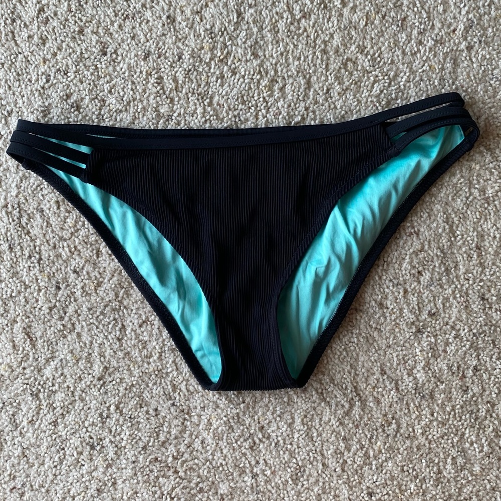 Black Mid Rise Swim Bottoms